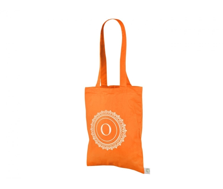 Logodega oranži värvi orgaanilisest puuvillasest riidest kotid