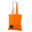 Oranži värvi riidest kottenda logoga